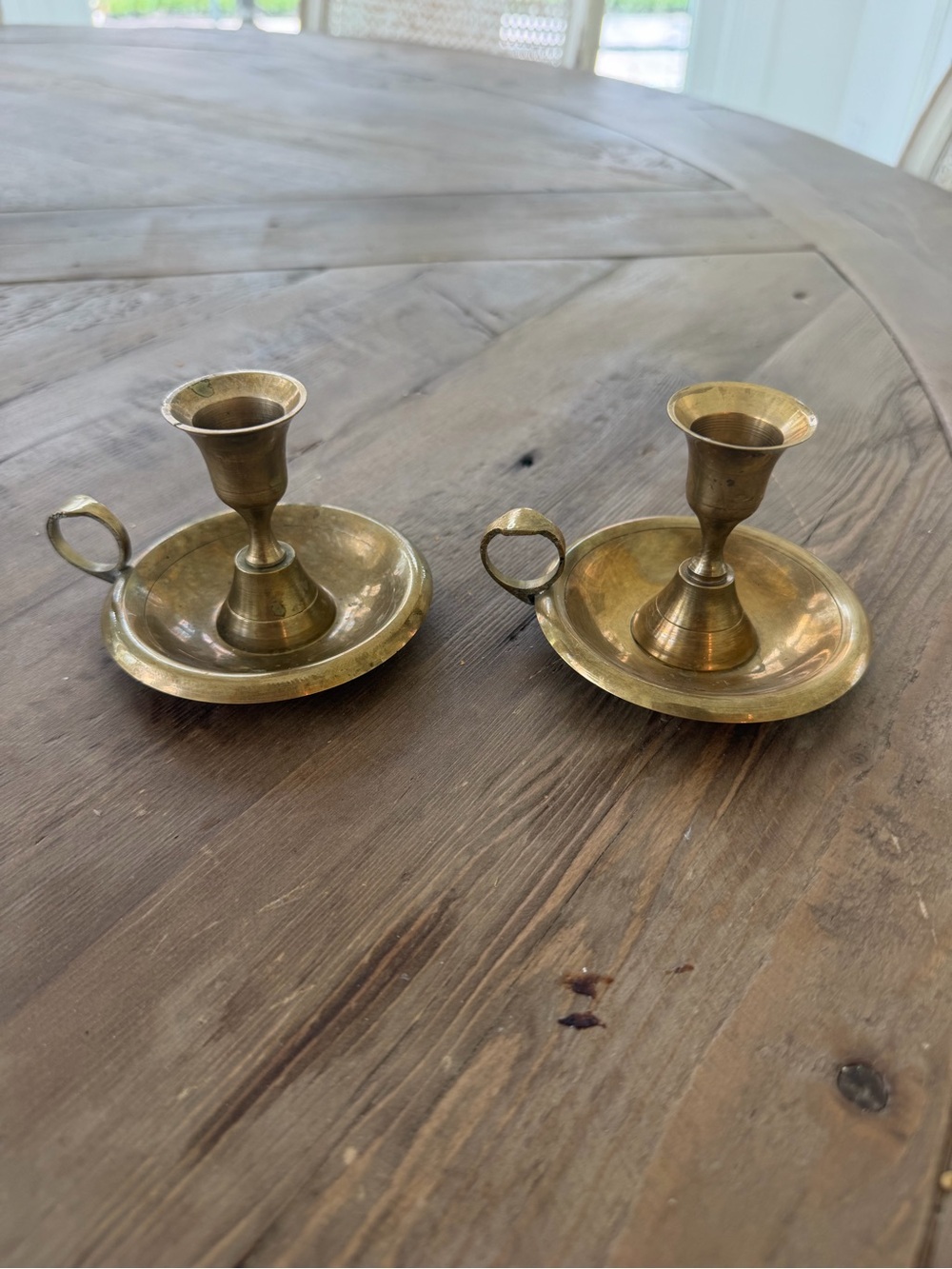 Pair of Vintage Brass Chamberstick Candle Holders